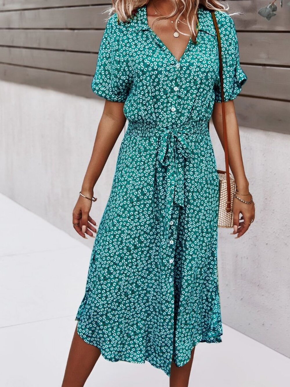 Cadet Blue Casual Women's Floral Ditsy Maxi Dress - Picture 4 of 6